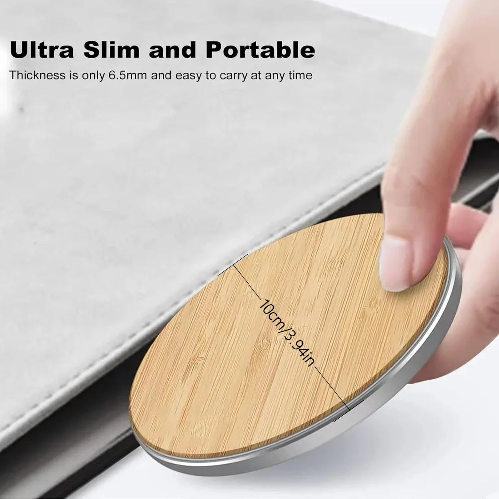 Bamboo Wood Wireless Charger Pad, 15W Fast Charger